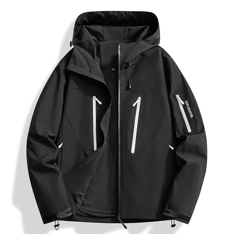 100kg Men Women Outdoor Hardshell Jacket, Fully Heat Sealed Seams Waterproof Wind Resistant Detachable Inner Coat, Outdoor Work