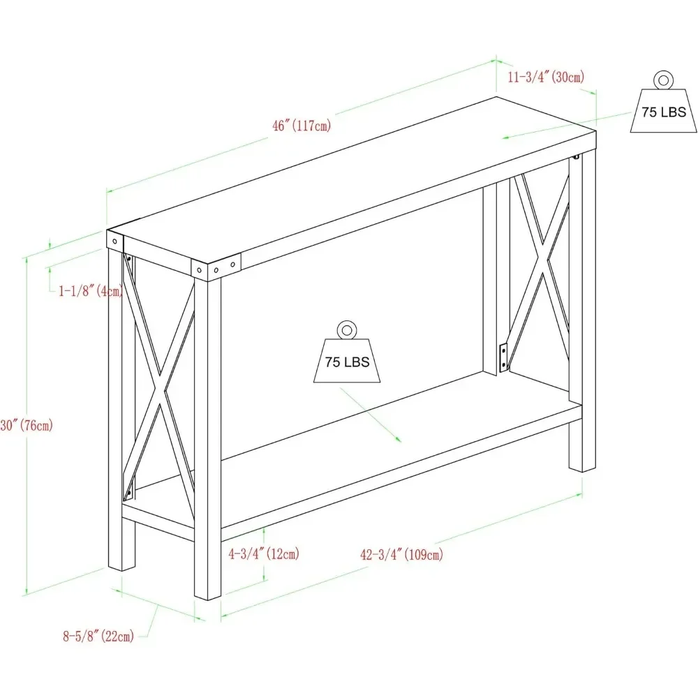 Sofa table modern farmhouse metal X Starter Table, 46