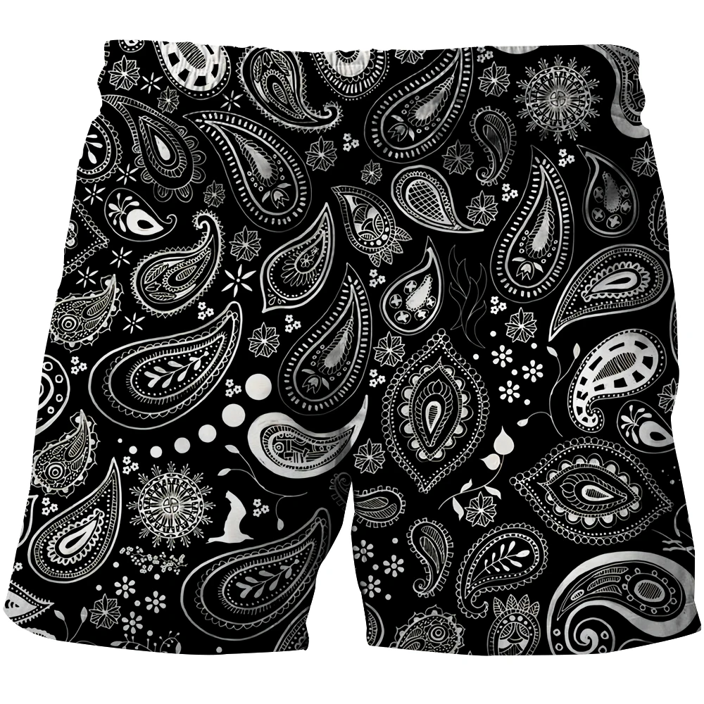 Pantalones cortos elásticos de cuatro lados para hombre, ropa de playa divertida, patrón de anacardo 3D, pantalones de baloncesto, bañador, novedad