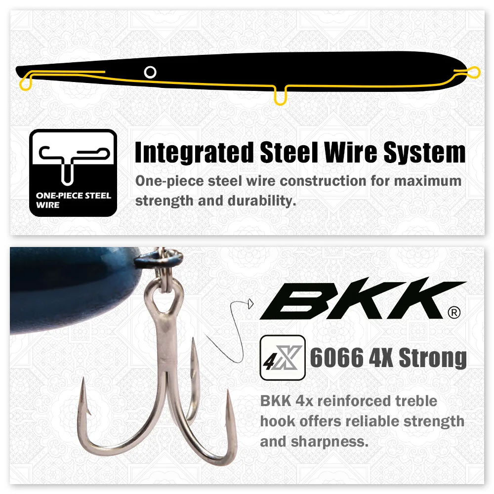 B&U Topwater Floating Pencil Lures, Weitwurf-Hardbaits für Salzwasserfischen mit BKK-Haken, für Seebarsch, GT, Barracuda – Detail 5