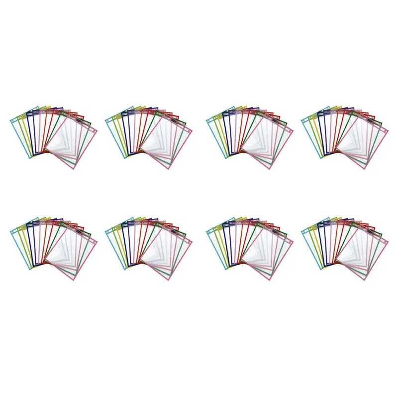 80Pcs Reusable Dry Erase Pockets, Assorted Colors For Children Kids Students-Y18A