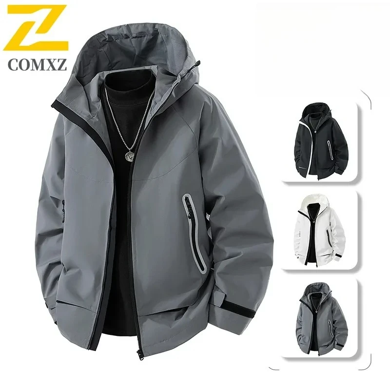 COMXZ 2025 Men Jacket Fashion Hooded Jacket Outdoor Camping Windproof Coat American Style Casual Quality Lightweight Coat