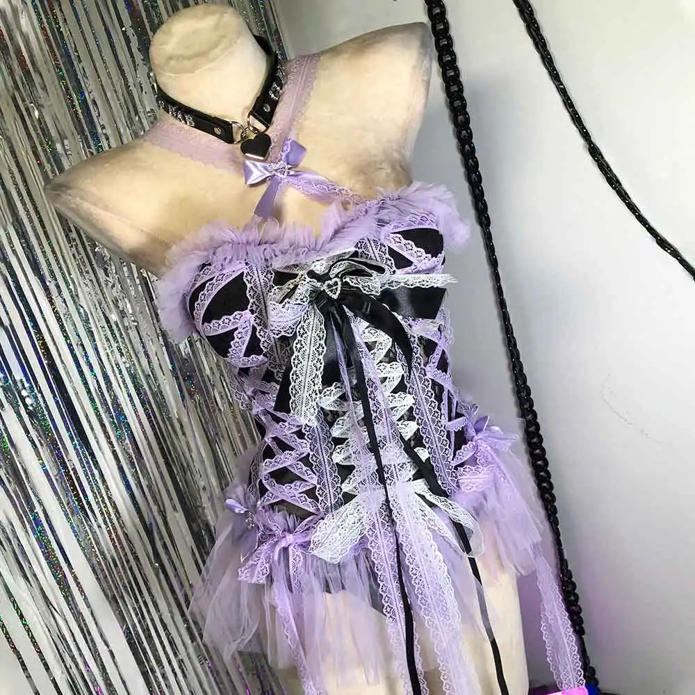 E-Girls Vintage 90s Heart Eco Grunge Kawaii Harajuku Y2K Lace TOPS Gothic Dress DIY Emo Bow Punk Rock Hand Made Goth