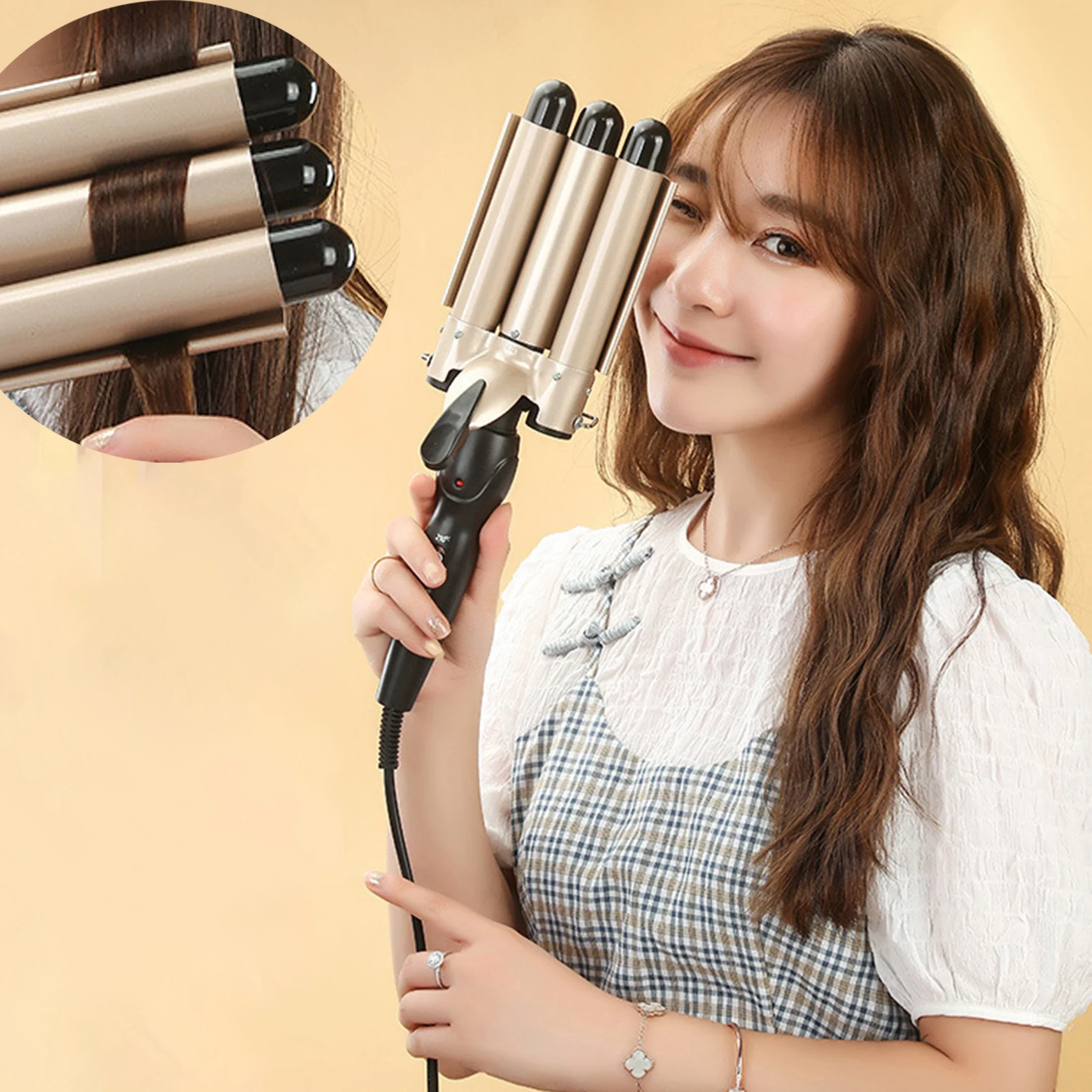 

Электрическая палочка для завивки яиц в корейском стиле, водная рябь для завивки, трехтрубная щипцы для завивки, волнистые инструменты для укладки волос, палочка для укладки волос