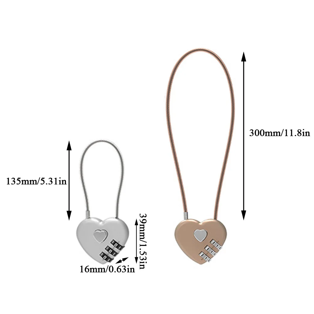 Bag Locks Luggage Safety Locks With Love Shaped Backpack Padlock Love Lock Bag Pendants Wedding Lock Gift Women Bag Accessories