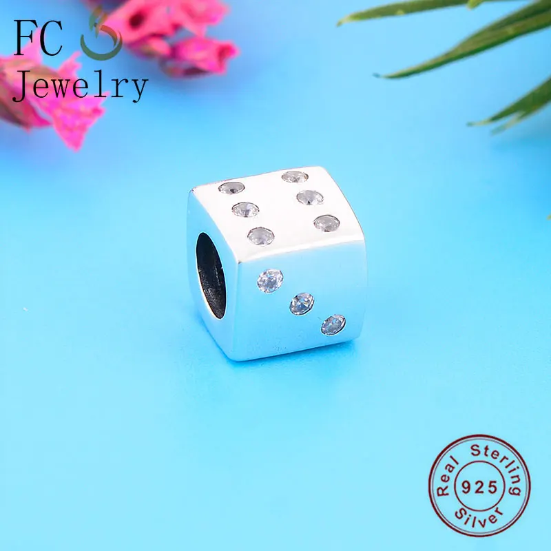 FC Jewelry Fit Original Pan Charms Bracelet 100% 925 Silver Lucky Dice Zirconia Bead Making Women Kid Berloque Handmade 2020