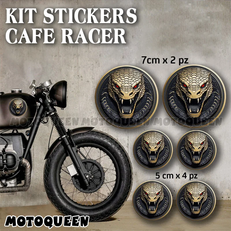 Motorcycle Tank Pad Windshield Helmet Side Cover Box Trunk Cobra Snake Decals Kit Set Stickers for Retro Car Motorbike Rider