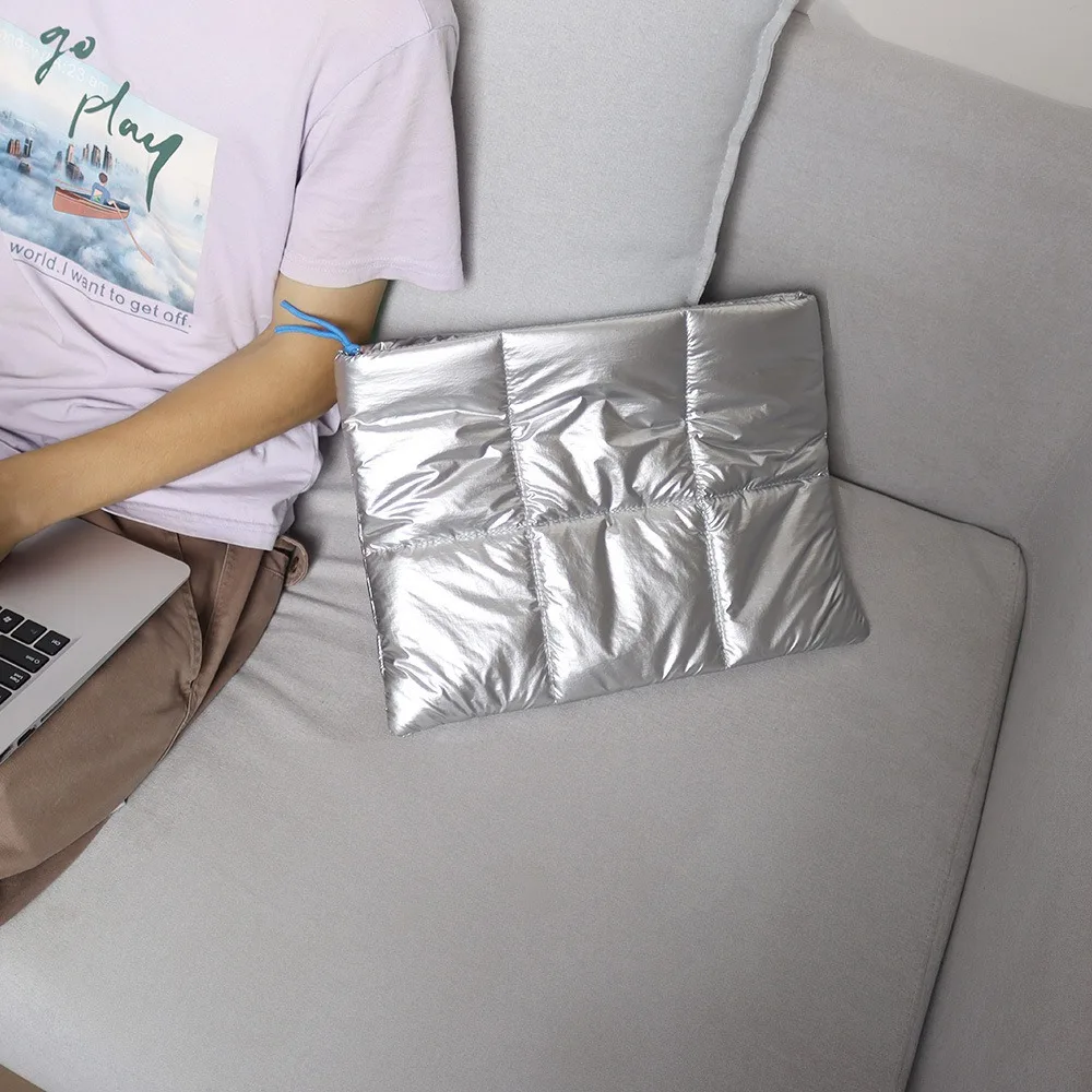 Trendy Puffy Cotton Laptop Bag Waterproof 14 Inch Laptop Sleeve Soft Shockproof Notebook Carrying Case for MacBook/Lenovo/Huawei