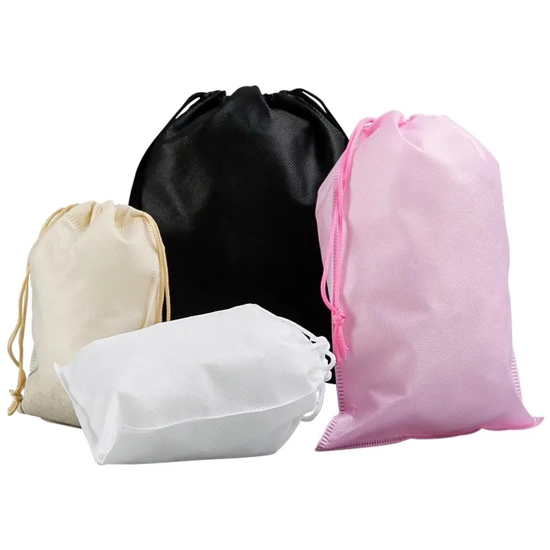 StoBag Wholesale Non-woven Drawstring Bags Shoe Clothes Storage Portable Reusable Travel Organizer Pouch Custom Logo(Extra Fee)