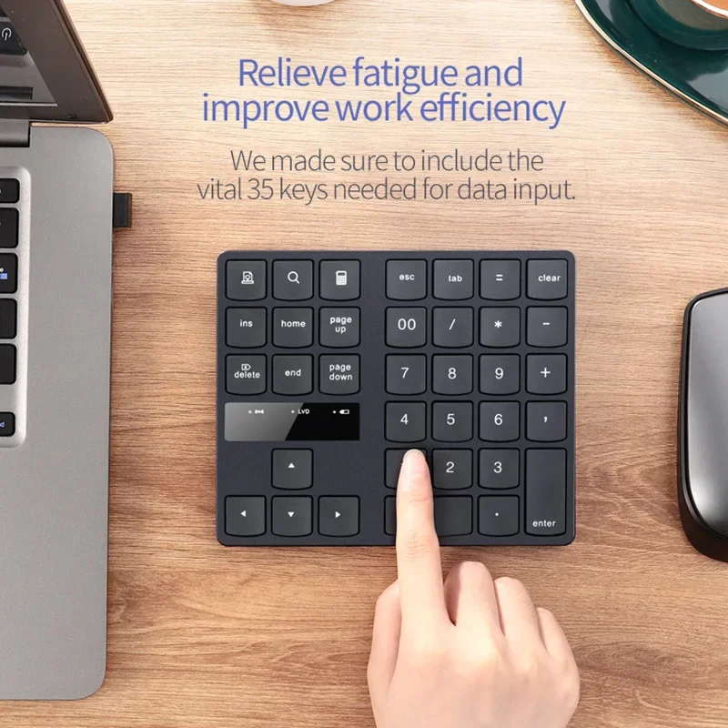 2.4G Draadloos Digitaal Toetsenbord Opladen 35 Toetsen Knoppen Multimedia Nummer Numeriek Toetsenbord USB Ontvanger Plug Oplaadbare Numpad