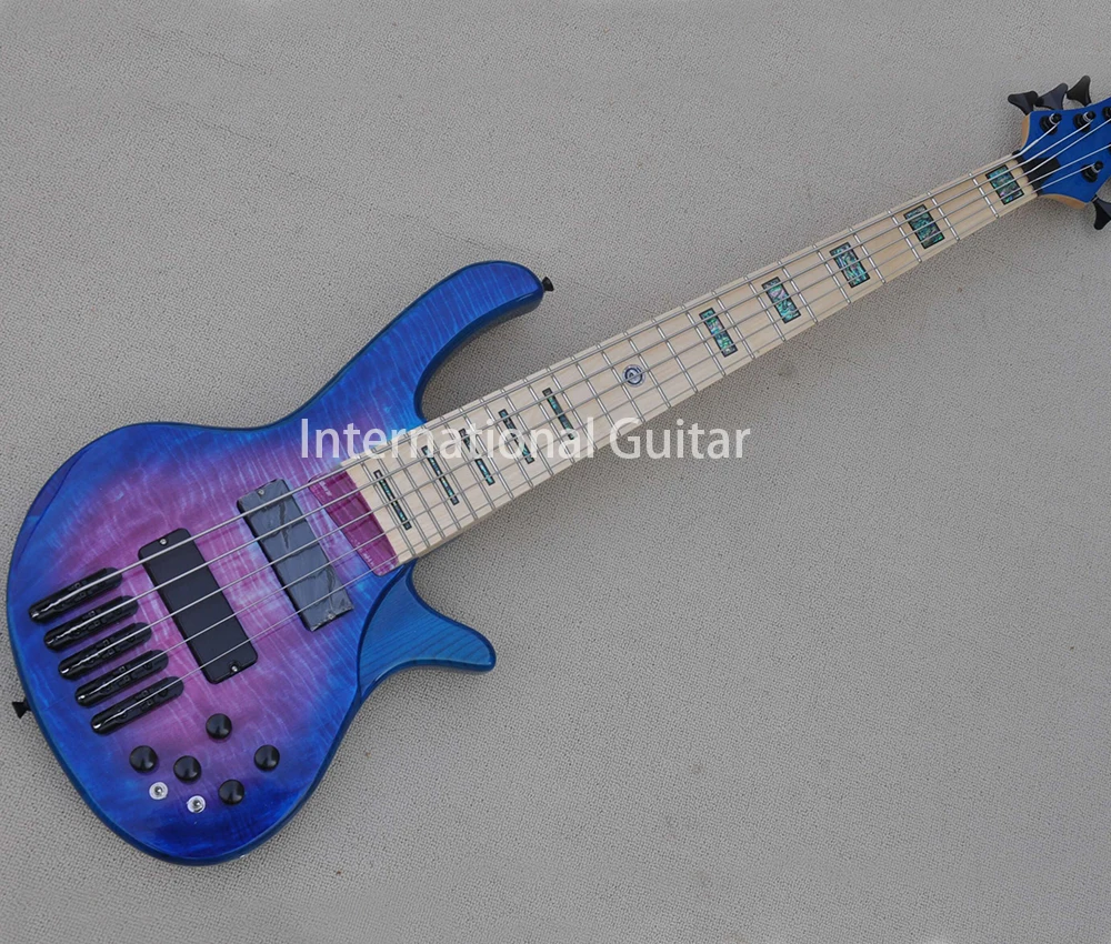 

5 Strings Blue Ash Electric Bass with Abalone Inlayr,Maple Fretboard,19 mm