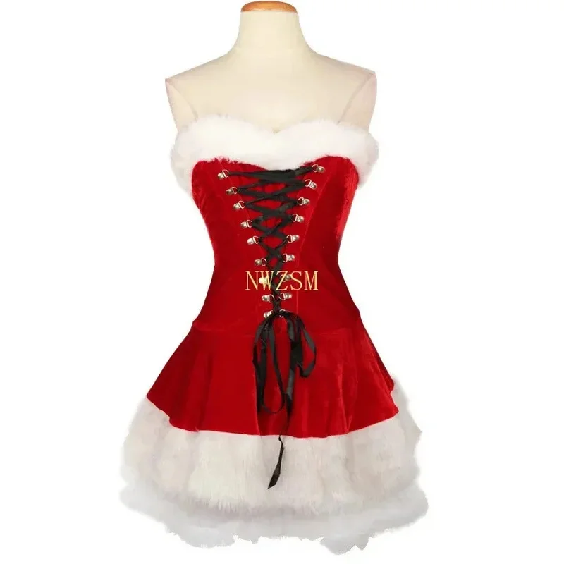 

Halloween cosplay, Christmas sexy red velvet dress, high-quality women's Santa Claus costume dress