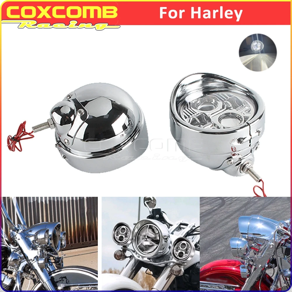 

Motorcycle LED Fog Light For Harley CVO Road King Softail Deluxe Ultra Classic Electra Glide Retro 4.5" LED Headlight Spot Lamp