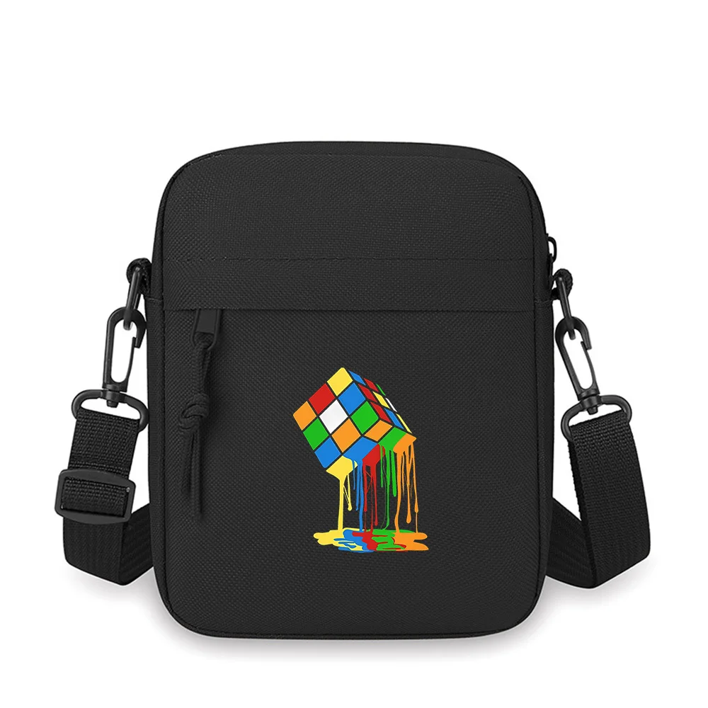 Melting cube bright colorful abstract art Men Crossbody Bag Single Shoulder Women Cartoon Anime Film Printing Design Unisex
