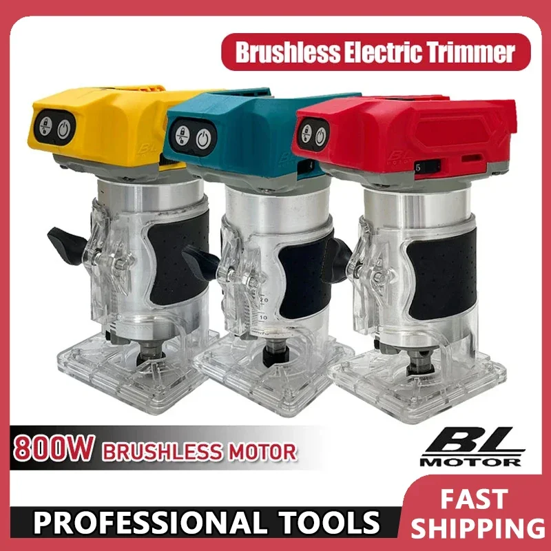

Fit Milwaukee For Makita/Dewalt 800W Brushless Electric Trimmer Woodworking Trimming Machine Cordless Compact Wood Router 18V