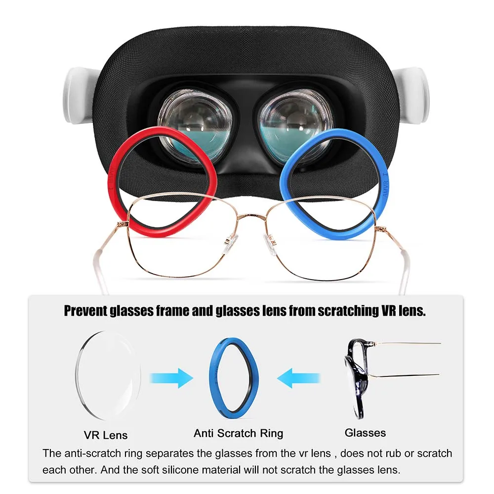 

VR Glasses Protection Frame For Quest 3S/Quest 2/Quest 1/Rift S Glasses Plastic Silicone Anti-collision Ring Lens VR Accessories