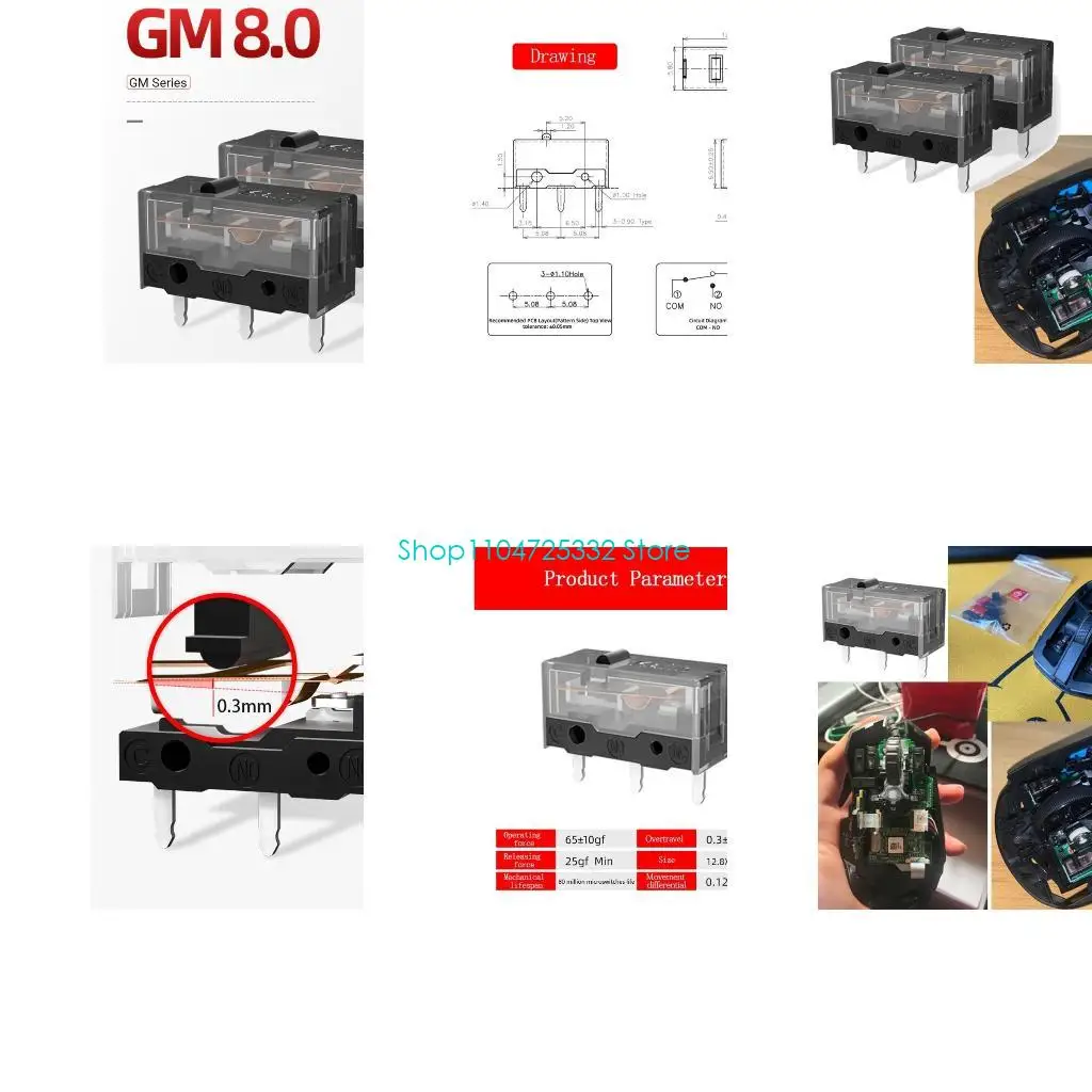 

P5EA оригинальный Kailh для мыши 8,0, микропереключатель, срок службы 80 миллионов кликов, запасные аксессуары для мыши,