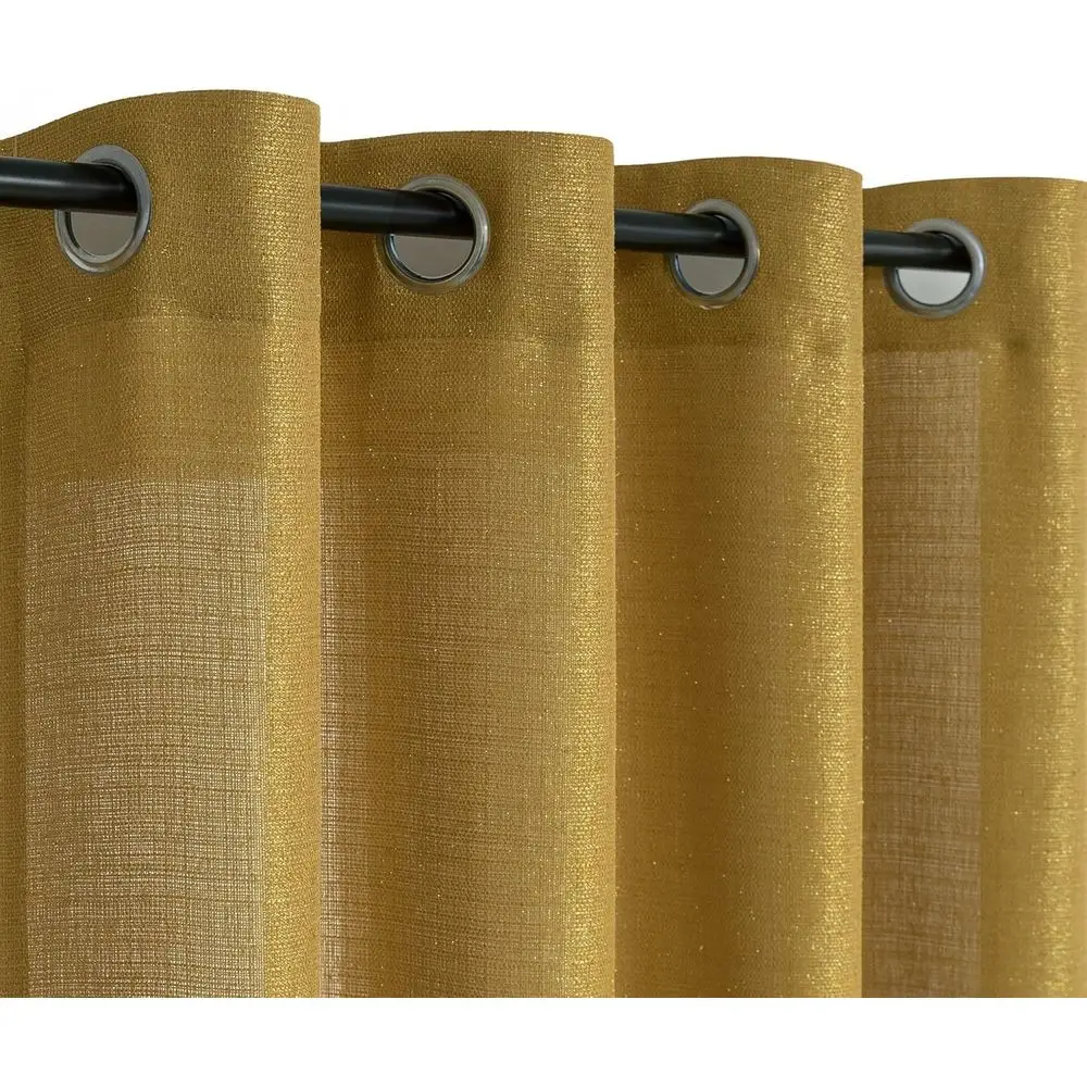 84 Cortinas metálicas semitransparentes de color amarillo mostaza con ojales, 52x84, brillo moderno para salón y dormitorio