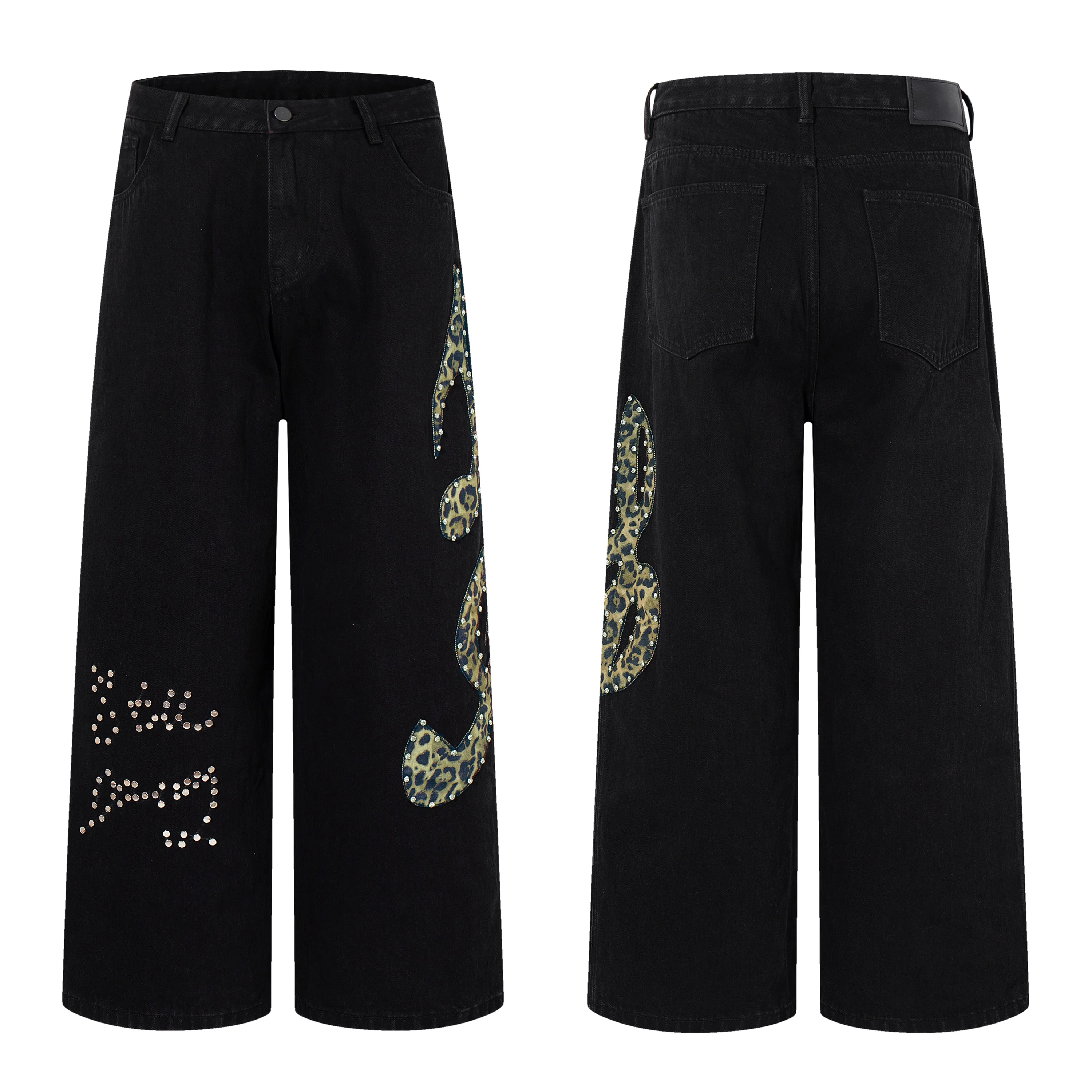 

AL88053 BLCG High Waist Super Quality Loose Fitting Denim Pants Heavy Thick Unisex Fashion Art Stylish Hand Painting Jeans