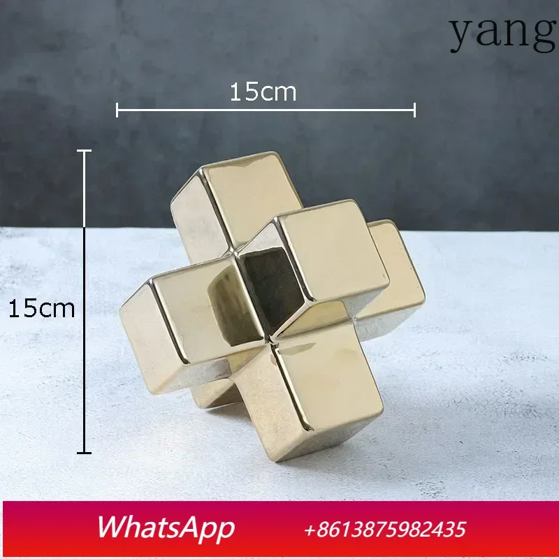 

LH Minimalist Ceramic Cross Square Statue Tabletop Decoration Square Sculpture