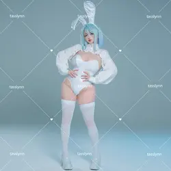 Sexy Dark Reign Maid White Bunny Girl Cosplay Costume Leather Leotard Elastic Bunny Girl Faux Leather Anime Dress for Geek Girls