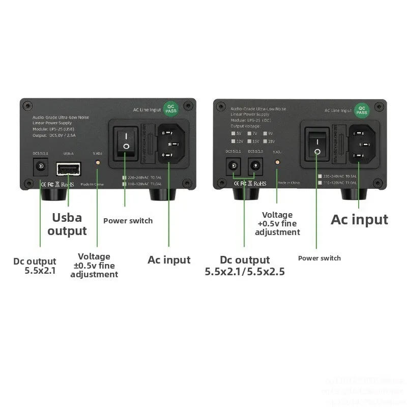 LHY AUDIO 25W/35W Dual DC5V With USB Decoding Routing Audio DC Voltage Regulator Linear HIFI Fever Power Supply