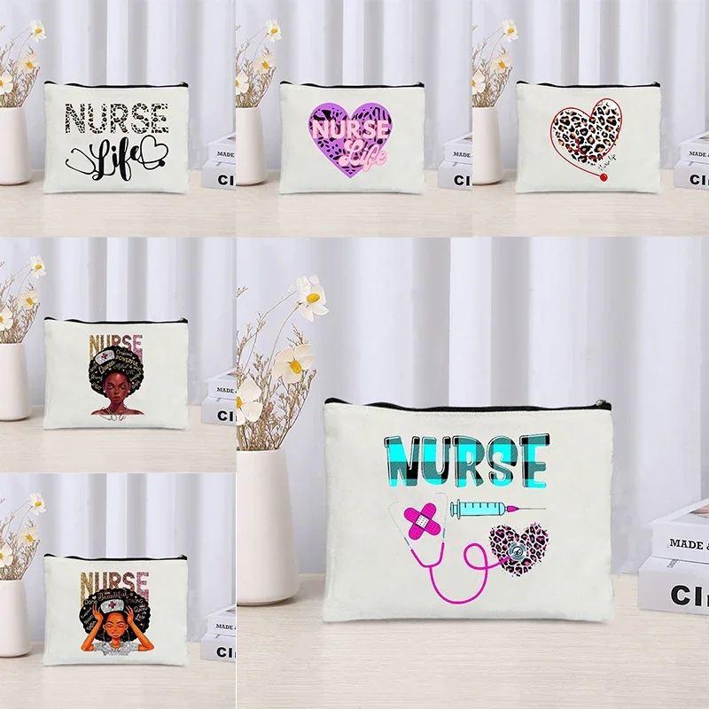 Bolsa de maquillaje Love Nurse Life para mujer, Kit de aseo de leopardo, accesorios de enfermería y regalos, bolsas de lápiz labial, Bolsa de embrague de almacenamiento