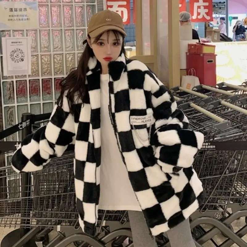 2021 new style swagh coat women loose padded coat to keep warm rabbit fur coat women jackets for women coat oversized jacket y2k