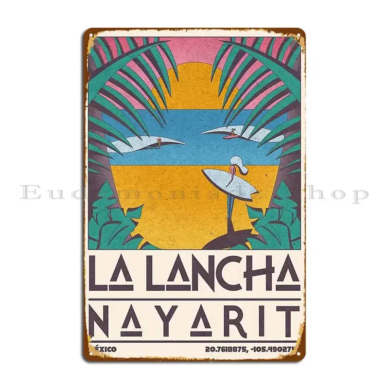 La Lancha Nayarit México cartel de viaje Retro placa de Metal impresión Mural de hierro Club Bar cartel de estaño personalizado