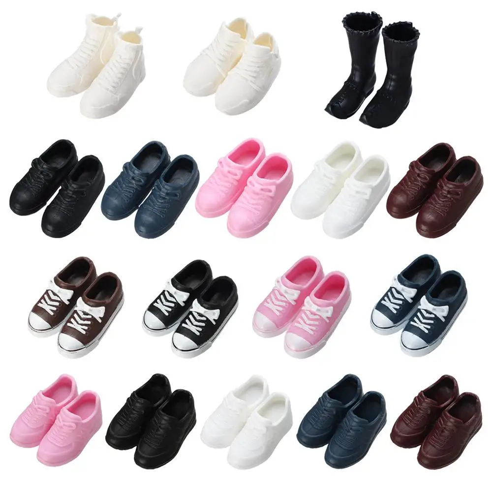 Fit for Foot Length 2~3.5cm Doll Accessories Shoes For 16cm Dolls 1/3 1/4 Doll Soft Plastic Sneakers PVC Doll Casual Shoes