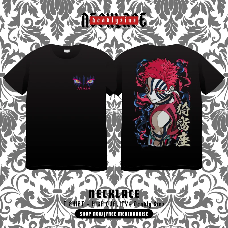 Anime Kimetsu no Yaiba Akaza Katun Premium Tshirt Distro Anime Akaza Demon Slayer Jepang Akaza Demon Slayer T-shirt