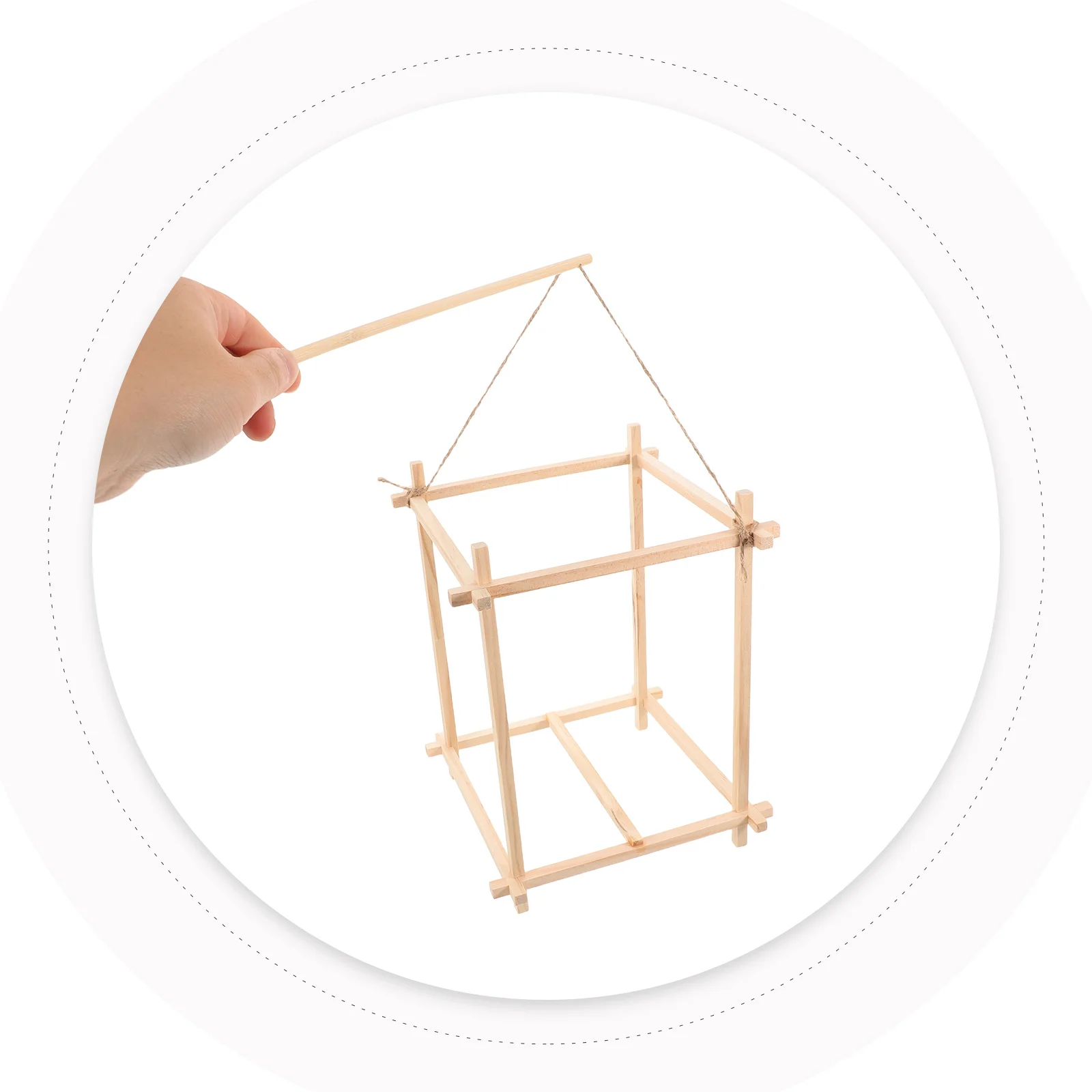 

1 set 1 Set Unfinished Wooden Frame Diy Kit Mortise Tenon Structure With Lantern Sticks Classic Four-Sided Design For Festival