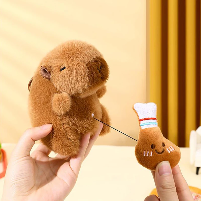 لطيف الكرتون كابيبارا قلادة المفاتيح لعبة دمية حقيبة حلي معلقة قلادة على ظهره أفخم دمية الحيوان كيرينغ