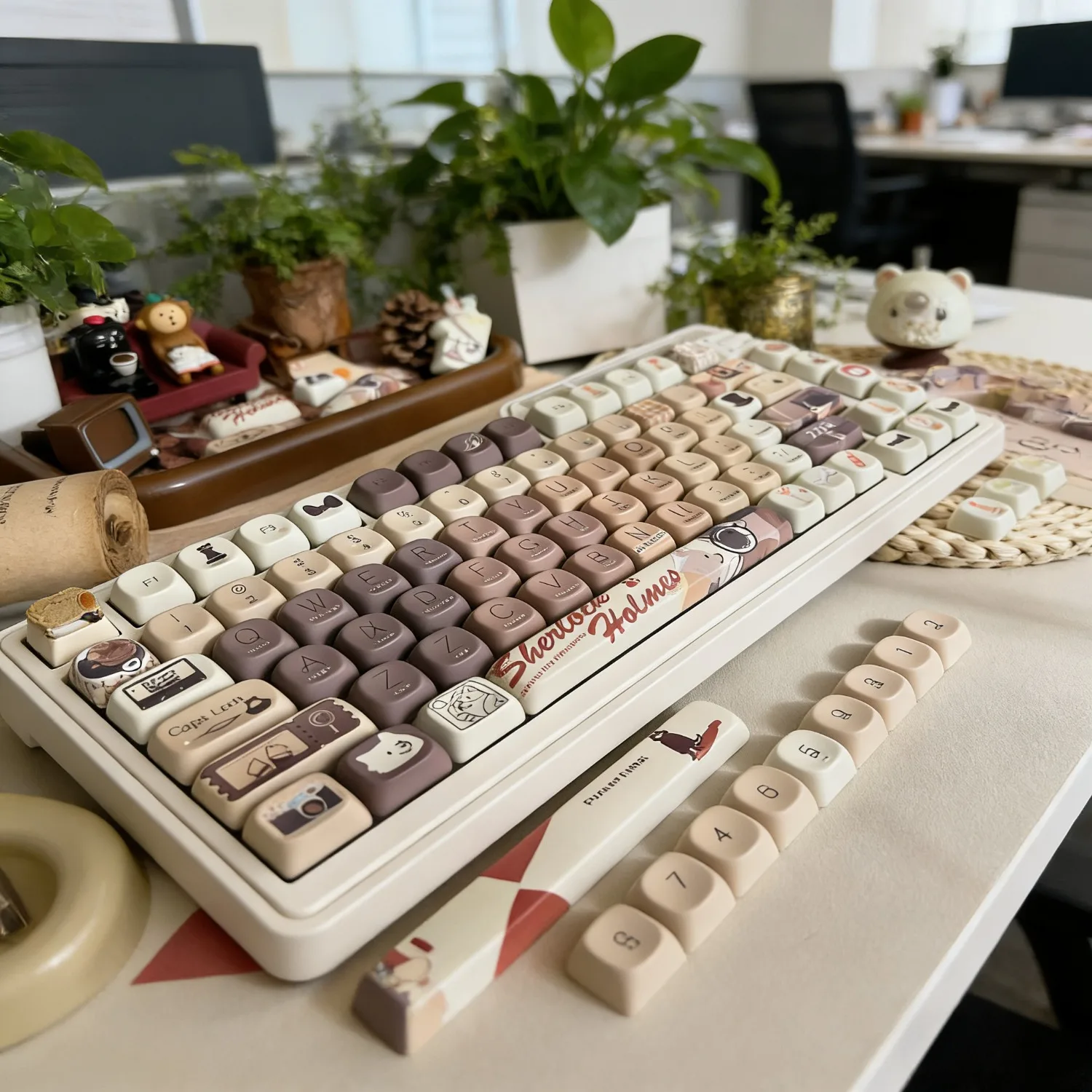 Keycaps Brown Cute Key Caps Bakery Dog Keycap OEM MDA DMA MOA Profile PBT Dye-Sub for MX Switch Mechanical Keyboard Gifts