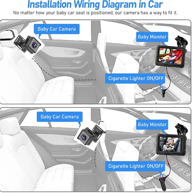 Practical Back Seat Baby Car Camera, Car Seat Camera, Rear Baby Night Vision, Baby Car Monitor,Rearview Mirror