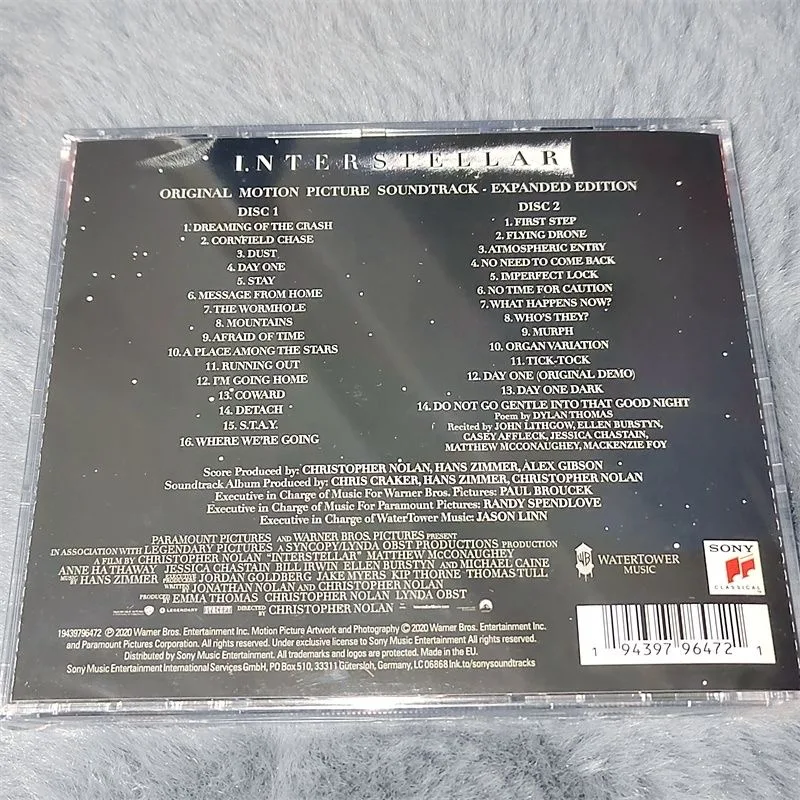 Interstellar Hans Zimmer Music CD Greatest Hits OST Album 2pcs Compact Disc Cosplay Music Record Walkman Car Soundtrack Box Gift