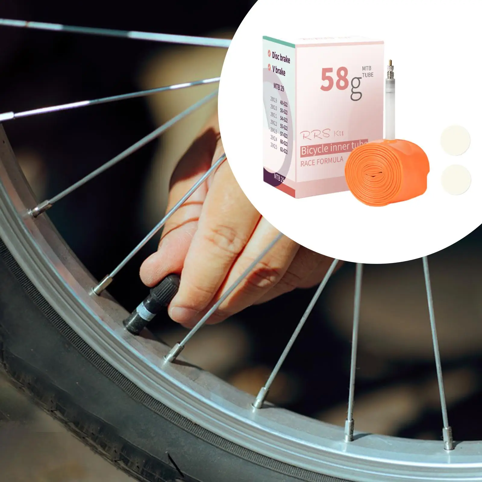 

Bike Inner Tube with Valve Lightweight Maintenance with Patches Bicycle Tube