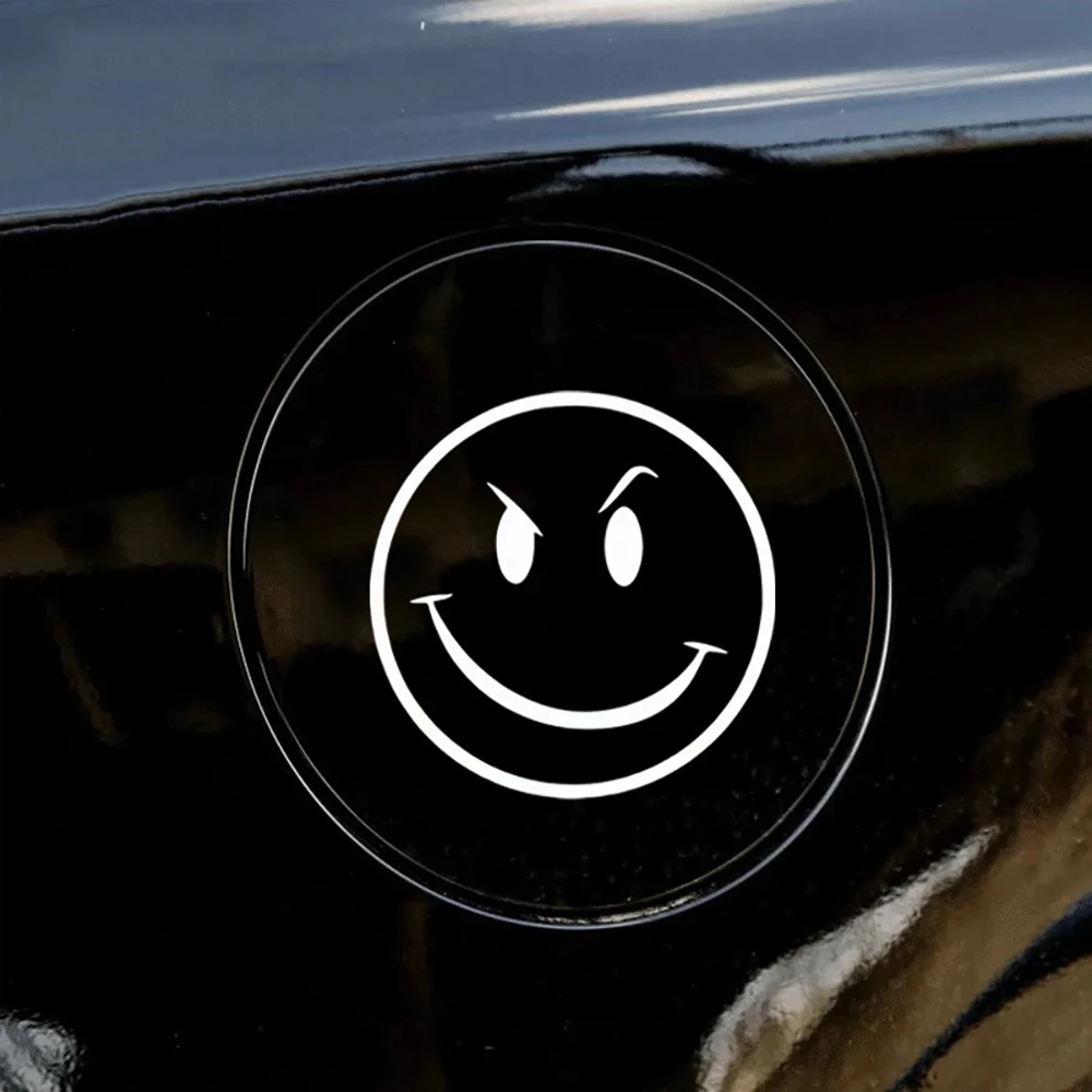Die-Cut Vinyl Decal For Evil Smiley Face Car Sticker Waterproof Auto Decors on Car Body Bumper Rear Window Laptop