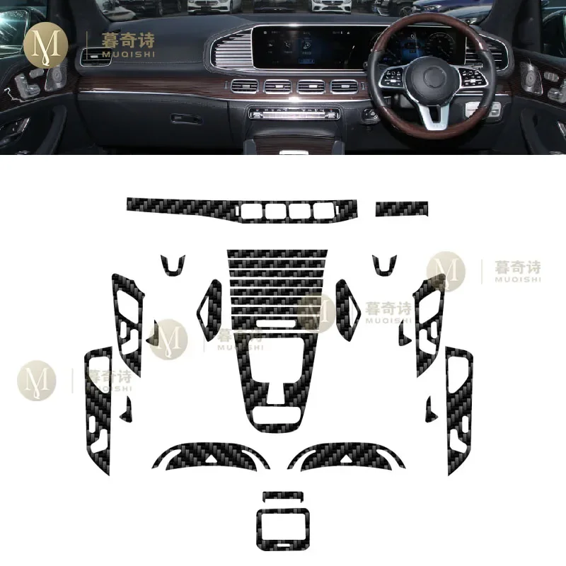 MUQSHI PET 5D carbon fibre Film Car interior Center console Anti scratch resist film refit For Mercedes Benz X167 GLS 2021-2023