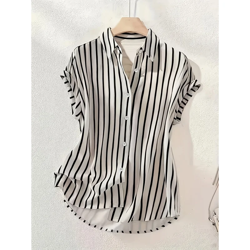 

Summer Fashion Women's Striped Single-breasted Shirt