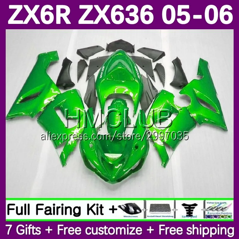 Fairing Kit For KAWASAKI NINJA ZX 6R 600 636 6 R ZX636 ZX6R 05 06 100No.89 ZX600 600CC ZX-6R ZX-636 2005 2006 Body Pearl green