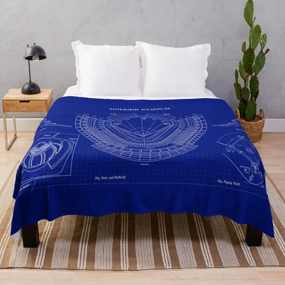 

Dodger Stadium (Blueprint-Dark Blue) Throw Blanket Travel Size Cozy Blanket for Plane Train