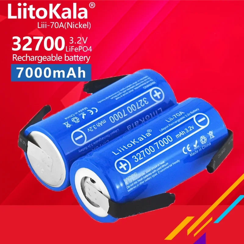 1-16pcs LiitoKala Lii-70A 3.2V 32700 7000mAh LiFePO4 Battery 35A Continuous Discharge Maximum 55A High power battery+Nickel