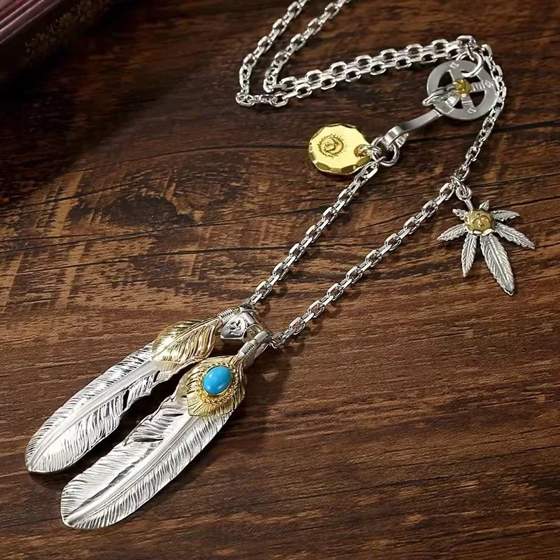 Takahashi Goro Feather Necklace Men's Necklace Women's Sweater Chain Hipster Same Style