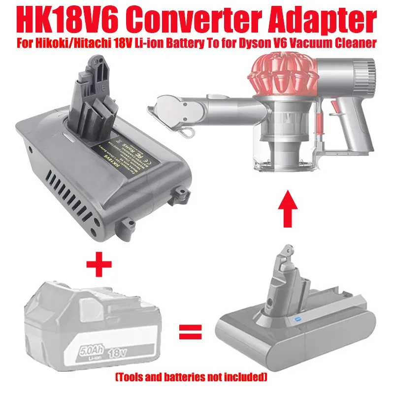 

ALASICKA Battery Adapter Converter HK18V6 for Hikoki/Hitachi 18V Lithium Battery Convert To for Dyson V6 Series Vacuum Cleaners