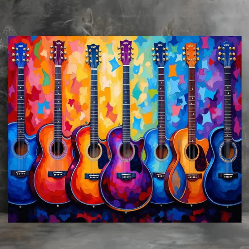 

1000 Pcs Jigsaw Puzzles Colorful Guitars Kids Toys Gift Educational Intellectual Decompressing Fun Family Game