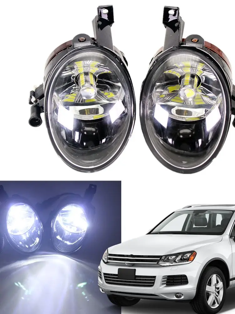Samochodowe światła LED do VW Touareg 2011 2012 2013 2014 2015 Stylizacja samochodu Przedni zderzak Światło przeciwmgielne z żarówkami LED — zdjęcie 2