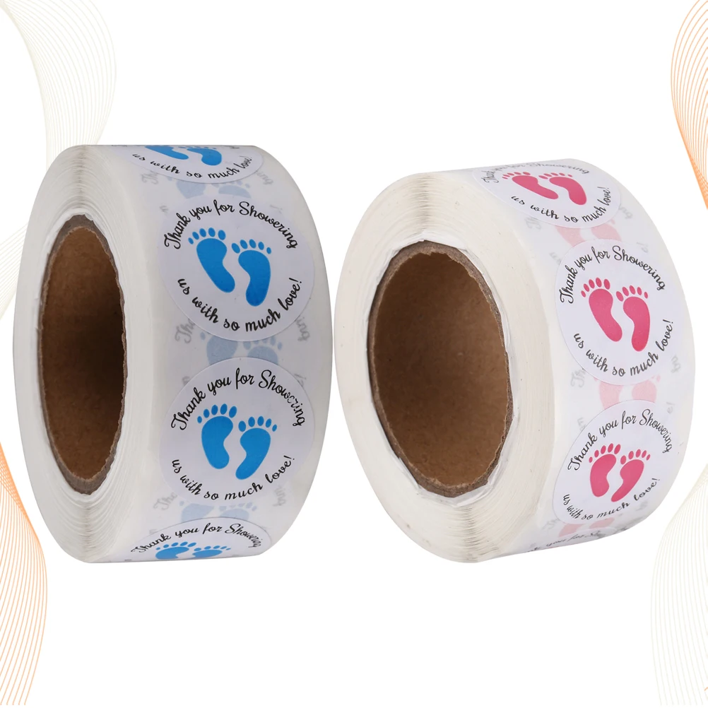 

2PCS Label Stickers Footprint Stickers Self-Adhesive Pastes for Shower Party Decoration (Blue, Pink)