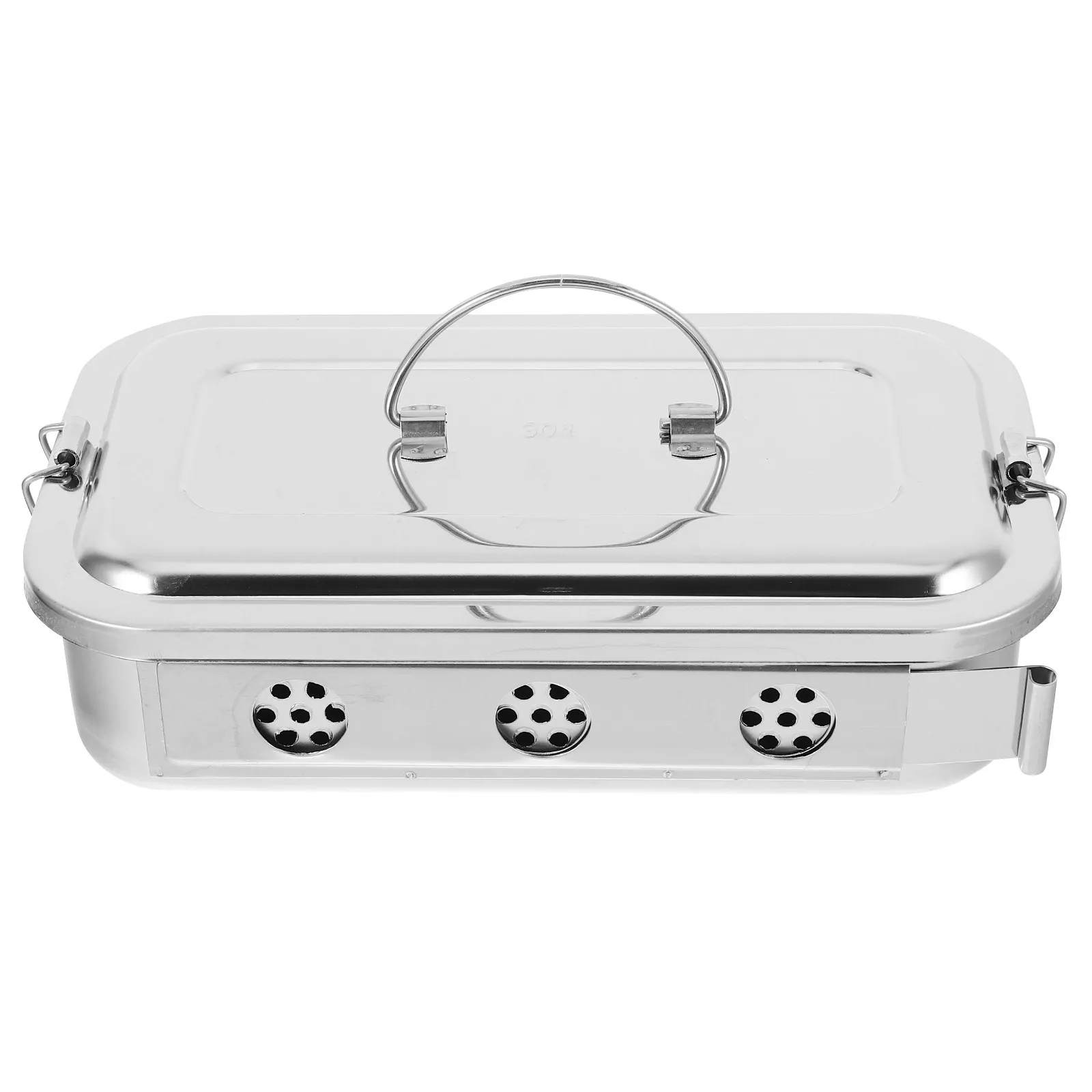

Stainless Steel Tool Box 8 Inch Clasp Lid Perforated Utility Tray for Medical Instruments Cotton Balls Dressings