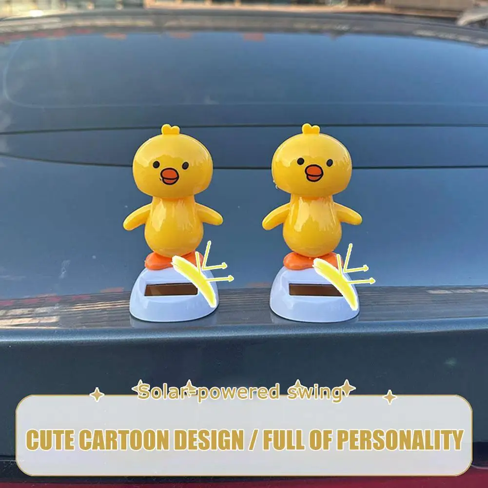 

Курица с качающейся головой на солнечной энергии, милое украшение на приборную панель автомобиля, креативный дизайн салона автомобиля, маленькая желтая фигурка курицы